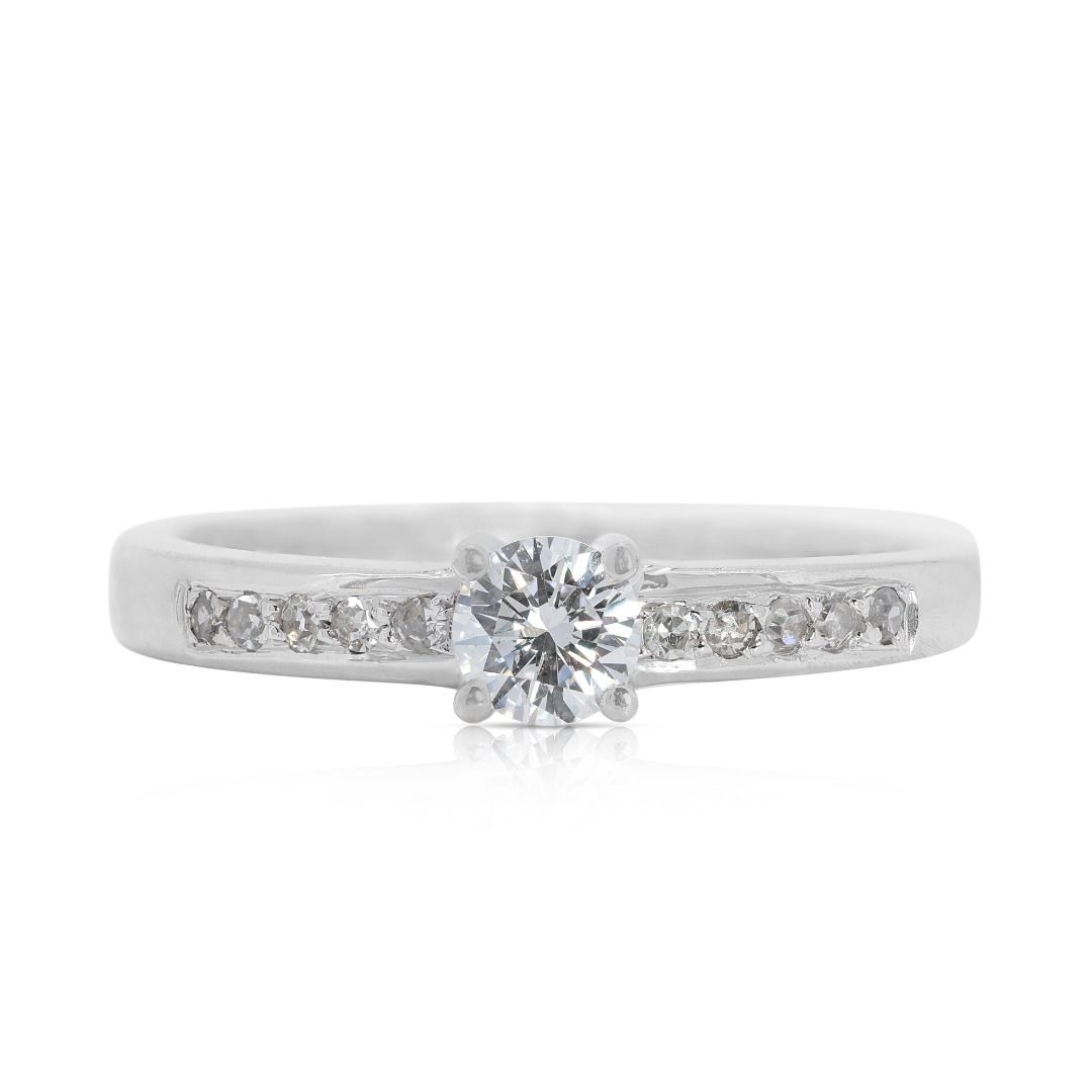Dazzling 0.28 carat Natural Diamond Engagement Ring in 18K White Gold