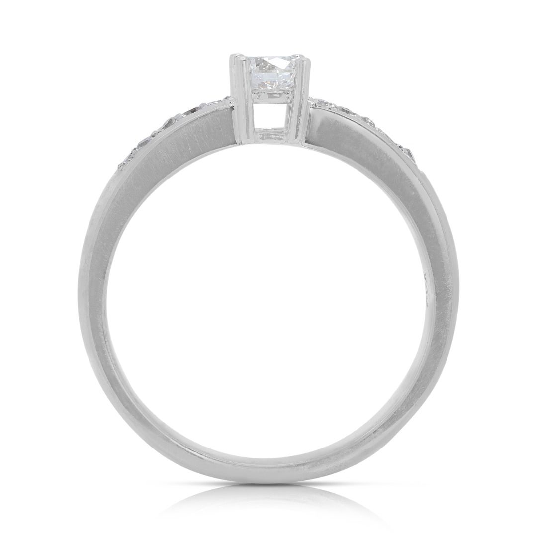 Dazzling 0.28 carat Natural Diamond Engagement Ring in 18K White Gold