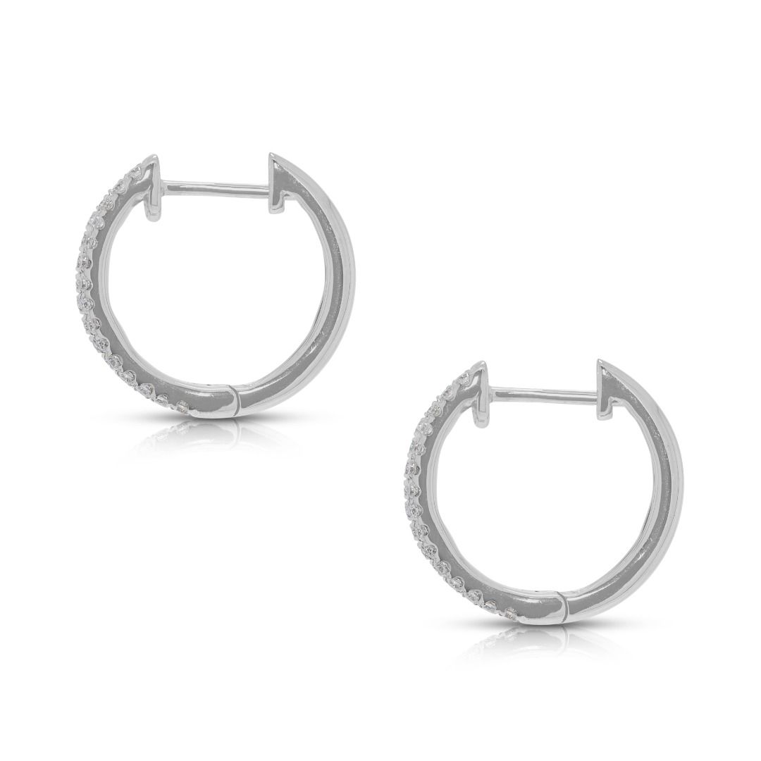 Dazzling 0.41ct Diamond Hoop Earrings with Tapered & Round Cuts in 18K White Gold