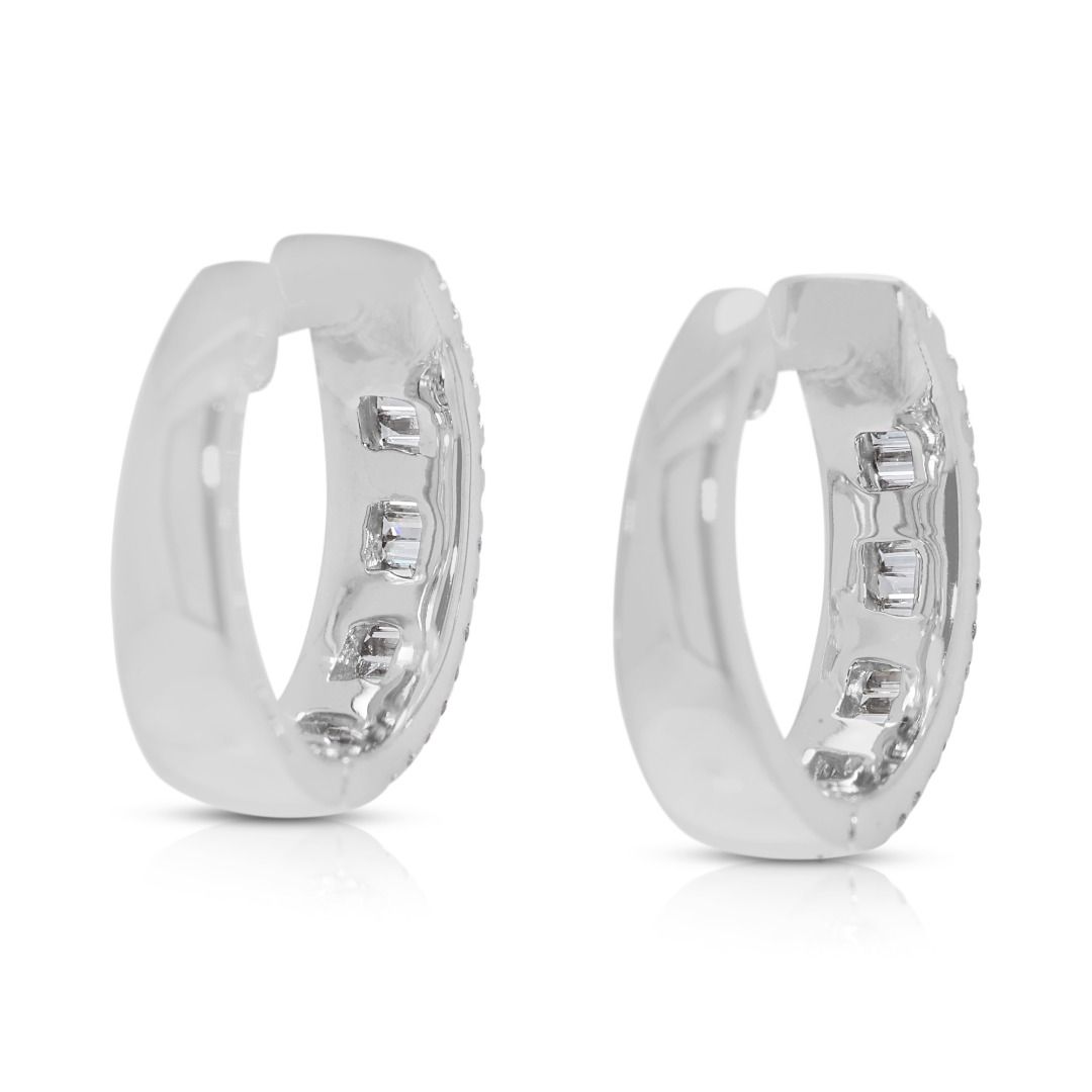 Dazzling 0.41ct Diamond Hoop Earrings with Tapered & Round Cuts in 18K White Gold