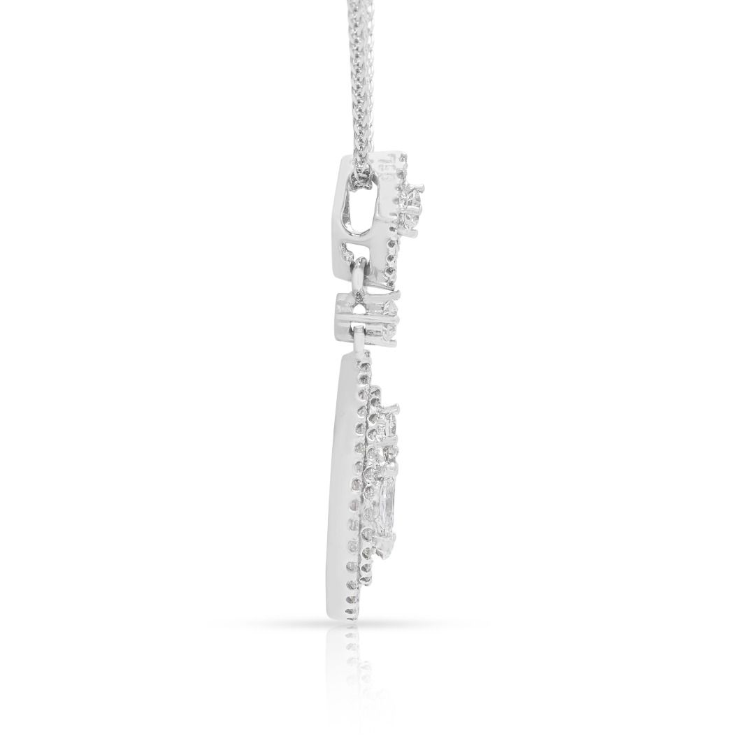 Dazzling 0.67ct Diamonds Double-Halo Pavé Necklace in 18K White Gold (New)