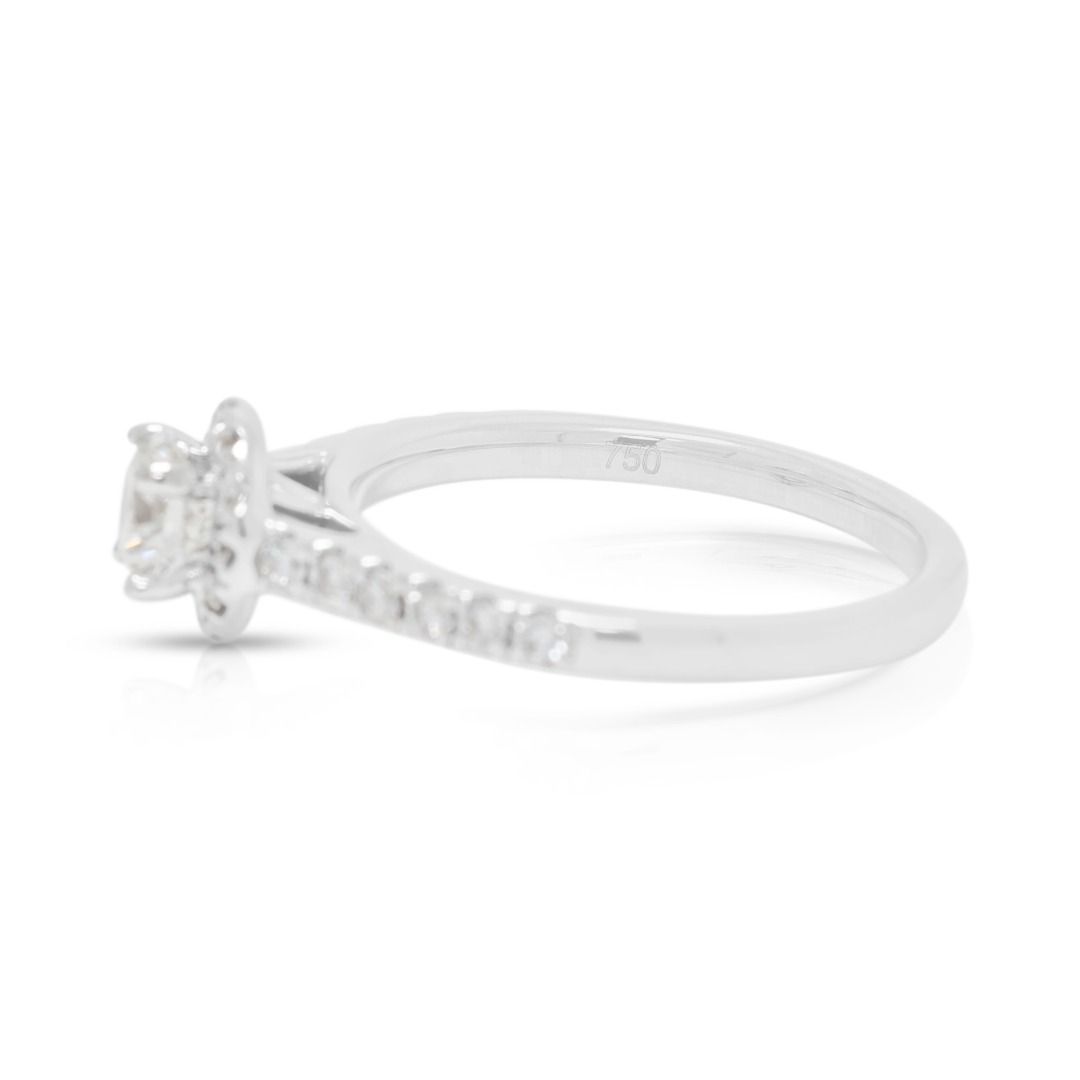 Dazzling 0.71ct Meyson Jewelery Diamond Halo Pave Ring in 18K White Gold - GIA Certified