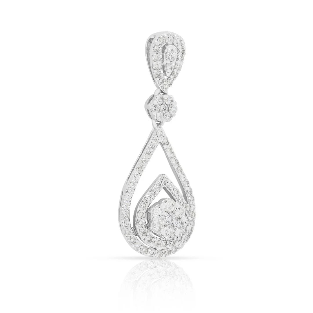 Dazzling 0.82ct Diamond Teardrop Pendant in 18K White Gold