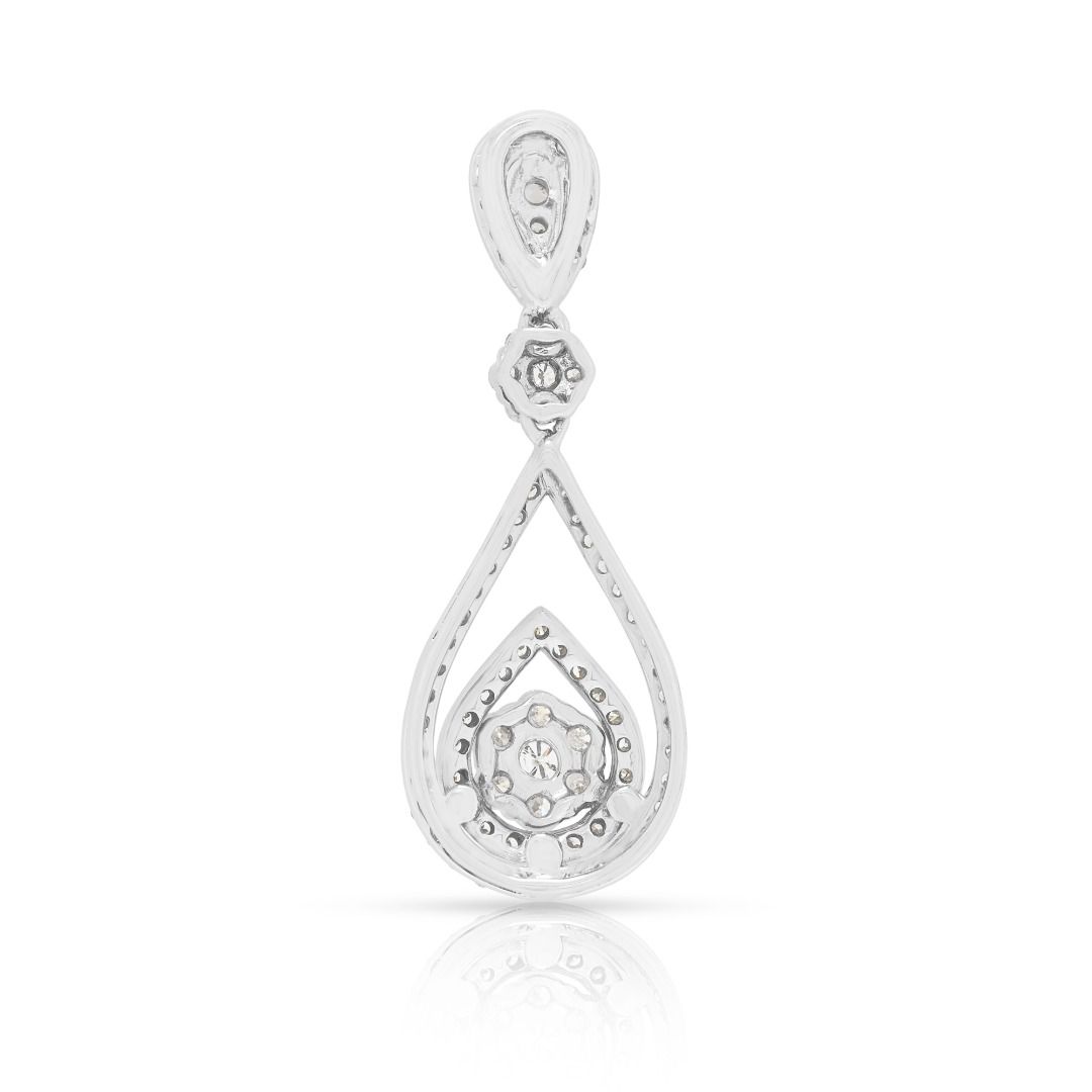 Dazzling 0.82ct Diamond Teardrop Pendant in 18K White Gold