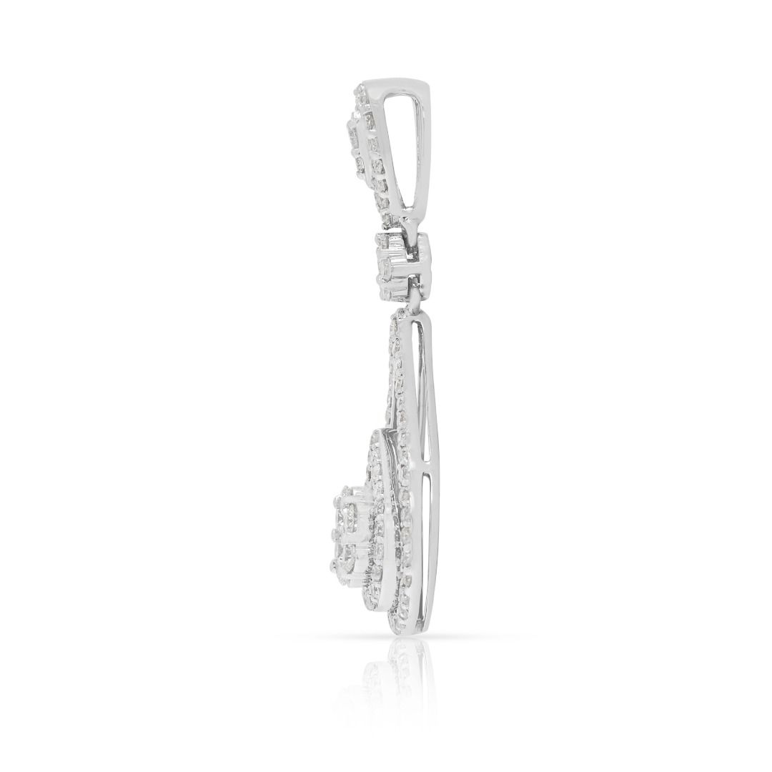 Dazzling 0.82ct Diamond Teardrop Pendant in 18K White Gold