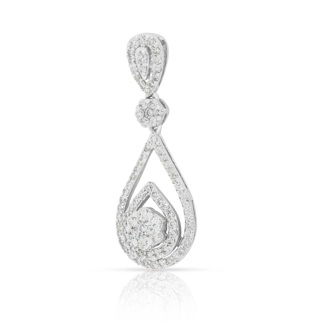 Dazzling 0.82ct Diamond Teardrop Pendant in 18K White Gold