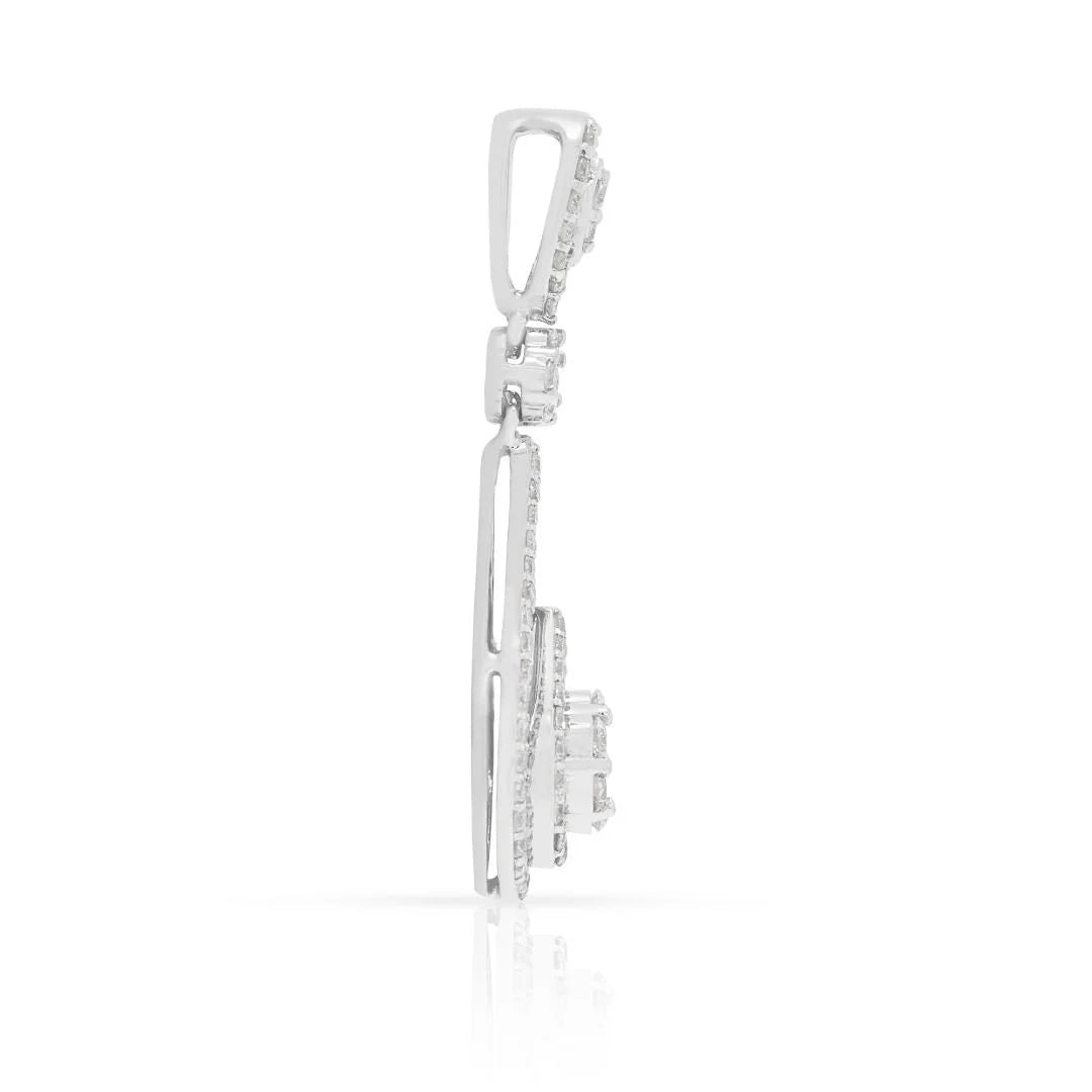 Dazzling 0.82ct Diamond Teardrop Pendant in 18K White Gold
