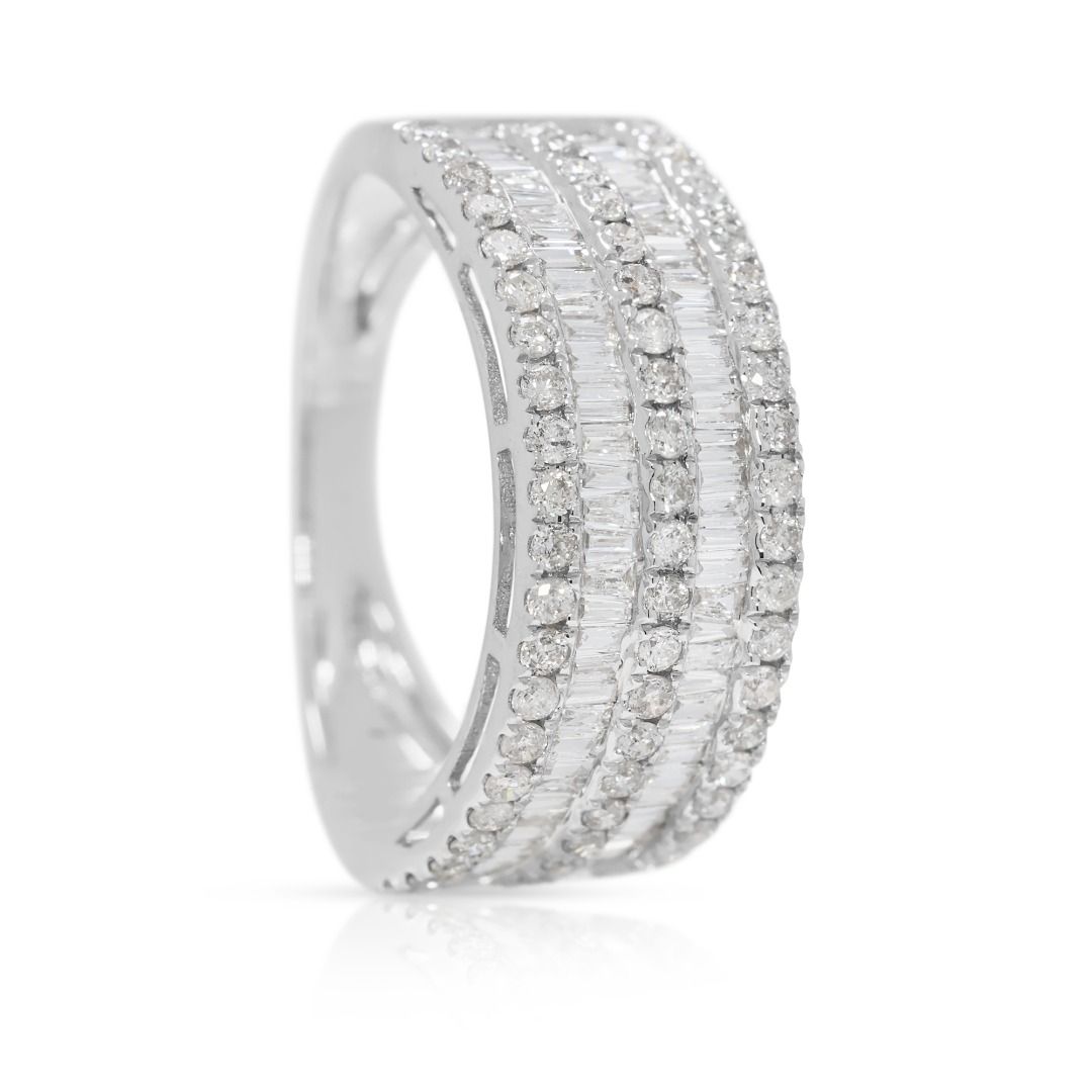 Dazzling 0.84ct Natural Diamond Multi-Row Band in 18K White Gold