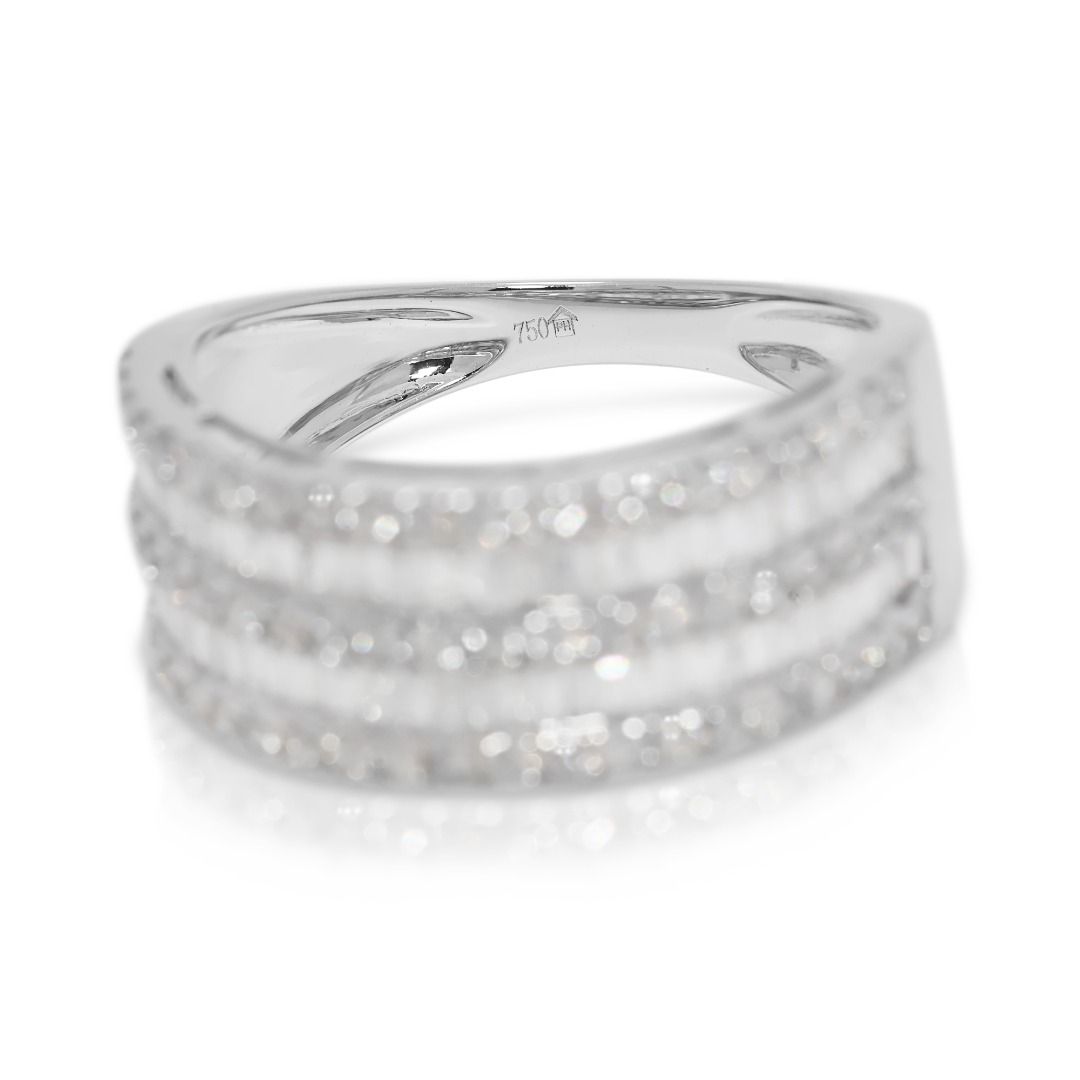 Dazzling 0.84ct Natural Diamond Multi-Row Band in 18K White Gold