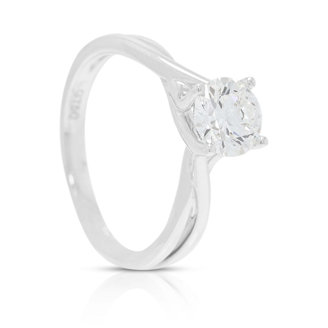 Dazzling 1.04ct Round Brilliant Lab-Grown Diamond Ring in 18K White Gold