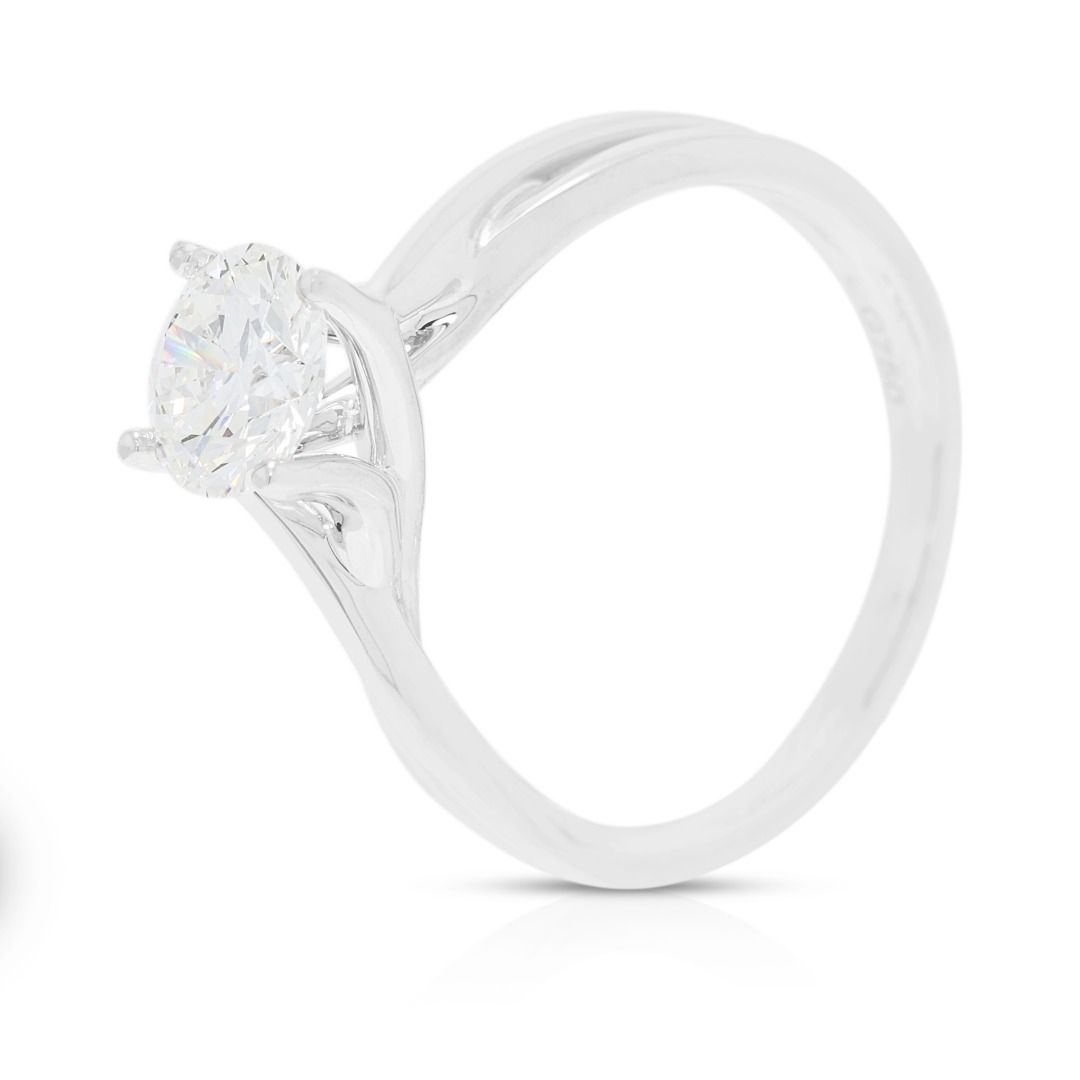 Dazzling 1.04ct Round Brilliant Lab-Grown Diamond Ring in 18K White Gold