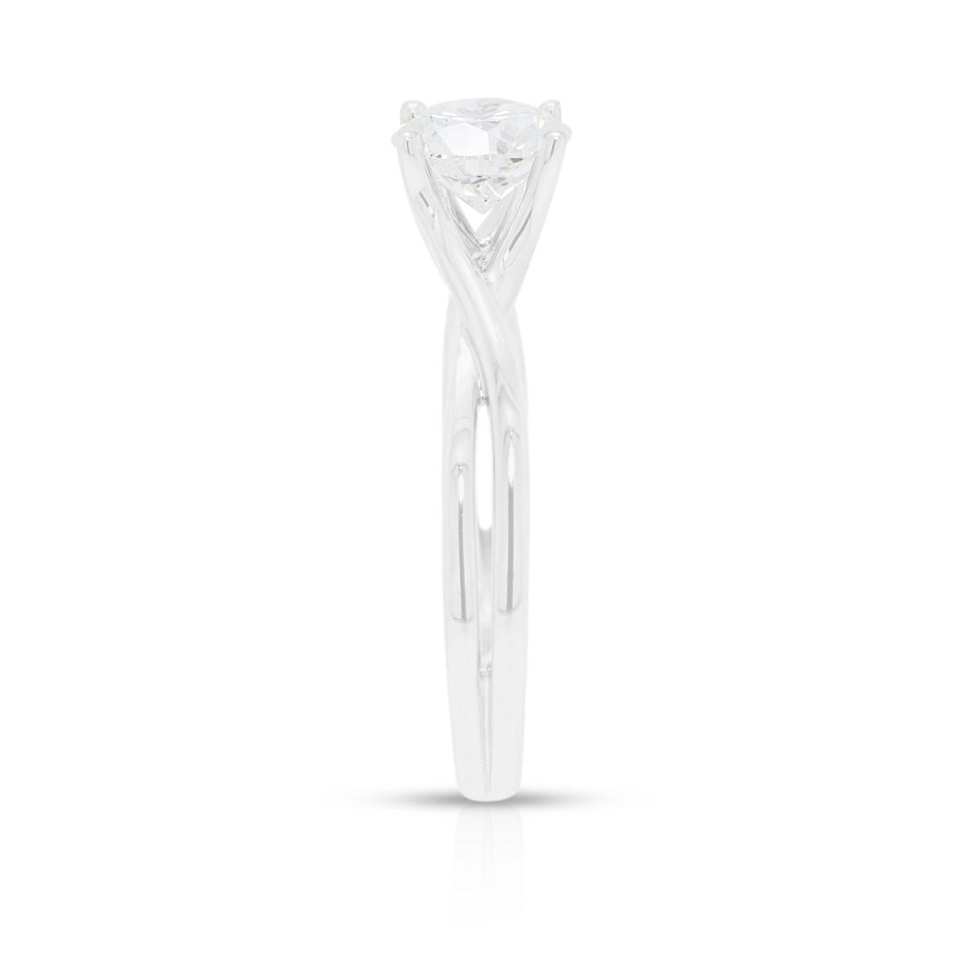 Dazzling 1.04ct Round Brilliant Lab-Grown Diamond Ring in 18K White Gold
