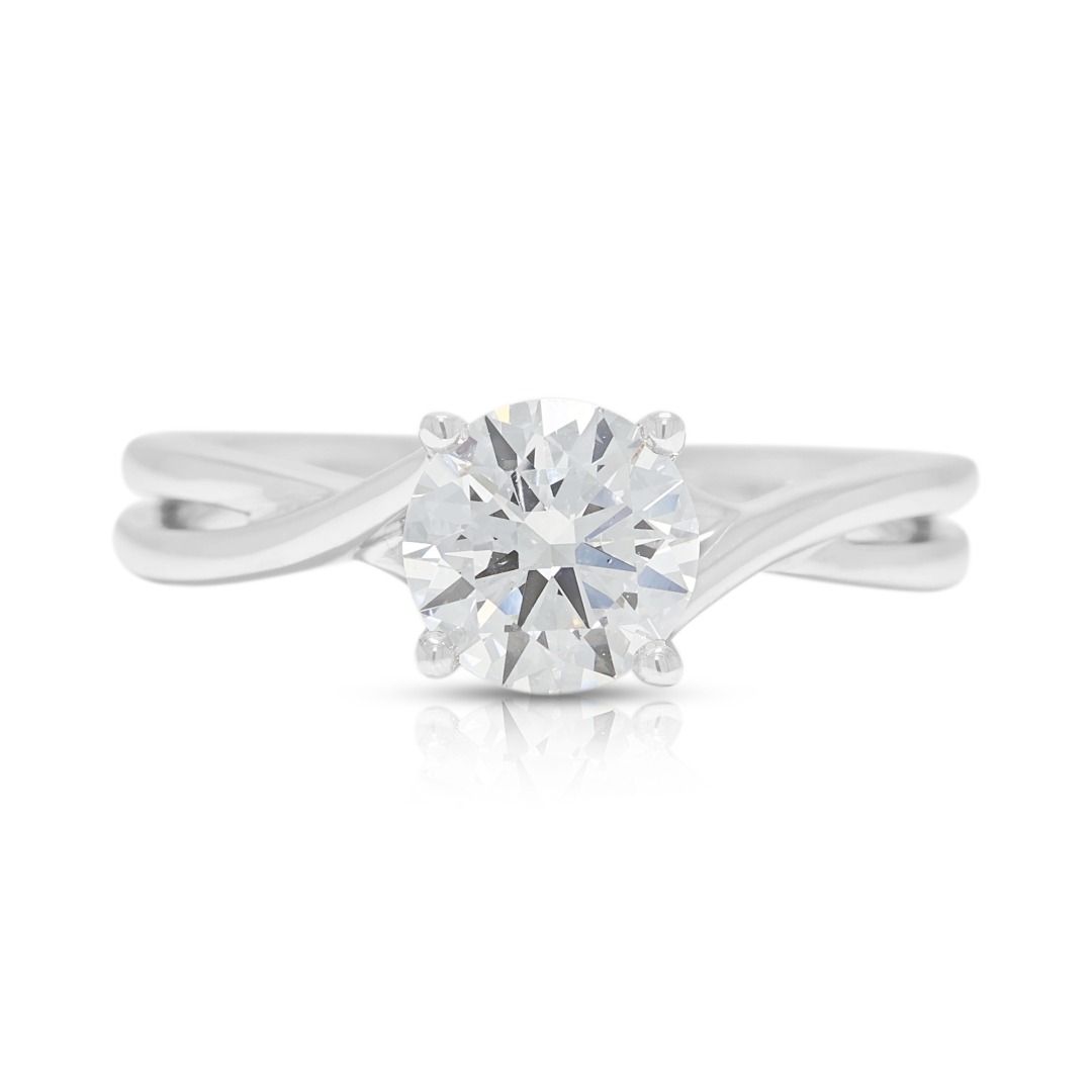 Dazzling 1.04ct Round Brilliant Lab-Grown Diamond Ring in 18K White Gold