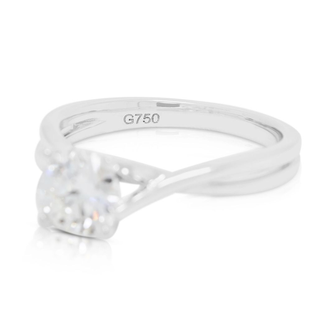 Dazzling 1.04ct Round Brilliant Lab-Grown Diamond Ring in 18K White Gold