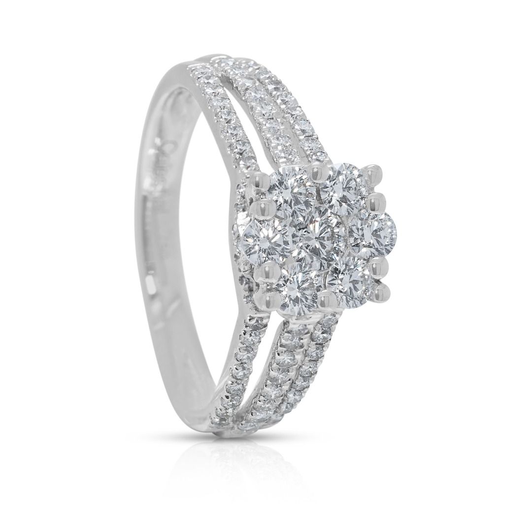 Dazzling 1.06ct Good Heart Celestial Diamond Ring in 18K White Gold