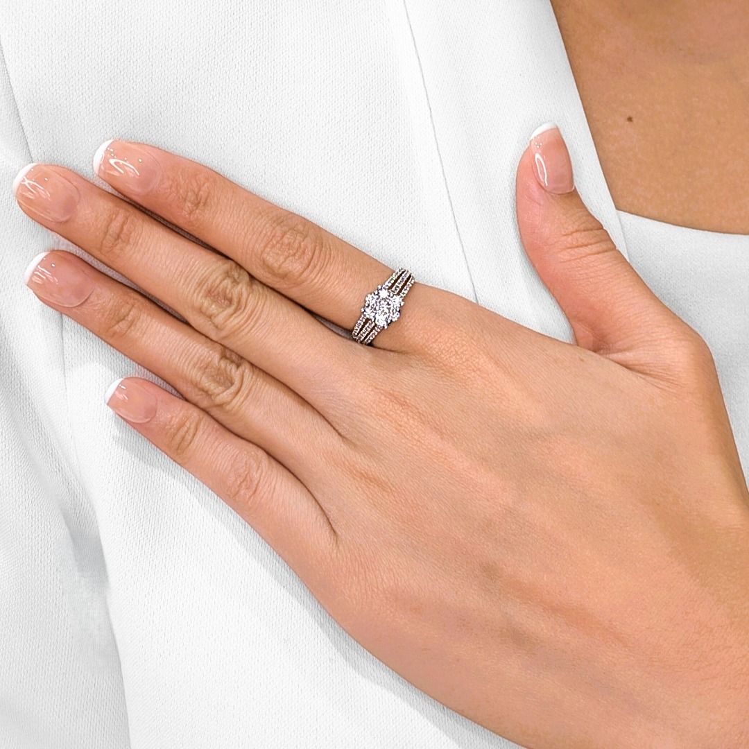 Dazzling 1.06ct Good Heart Celestial Diamond Ring in 18K White Gold