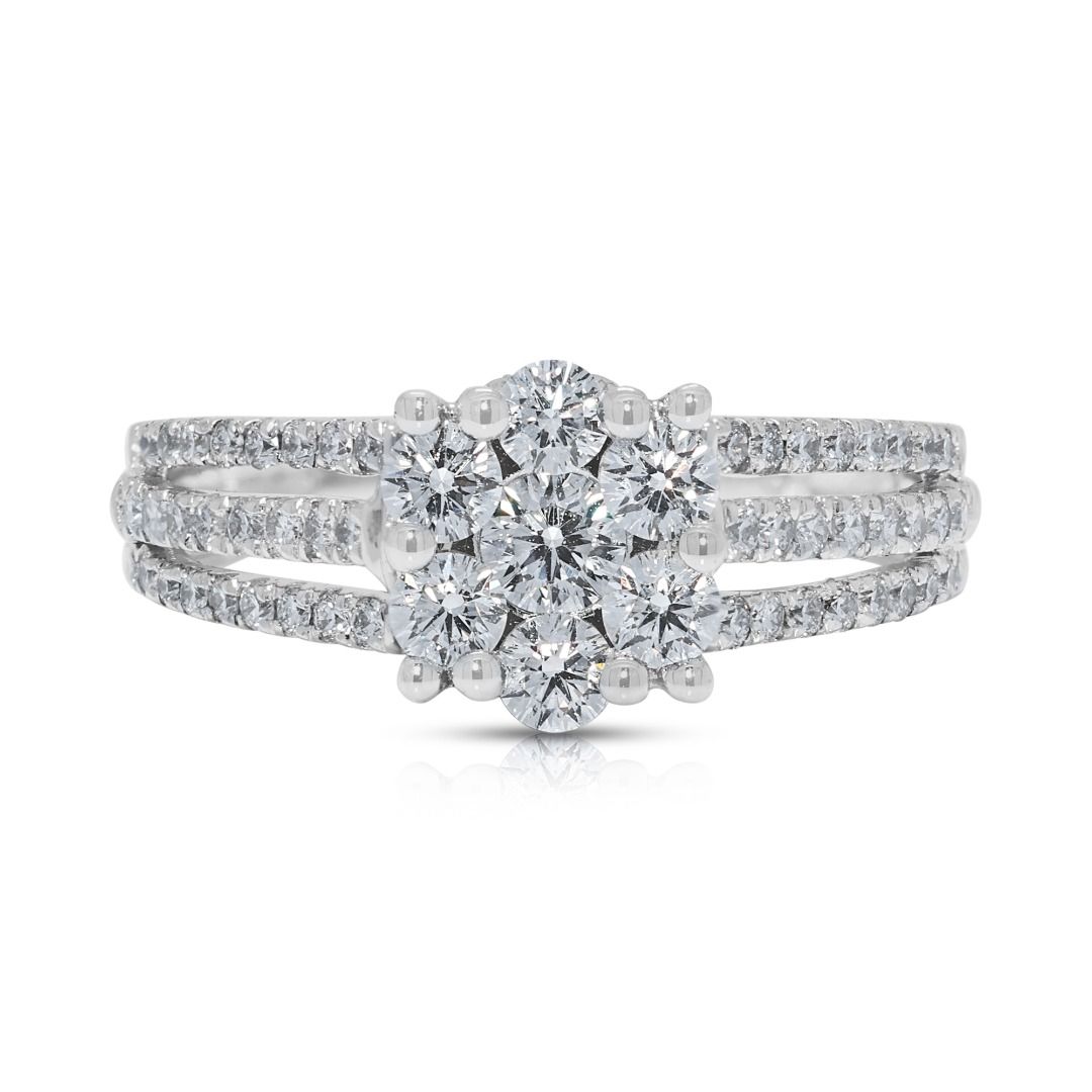 Dazzling 1.06ct Good Heart Celestial Diamond Ring in 18K White Gold