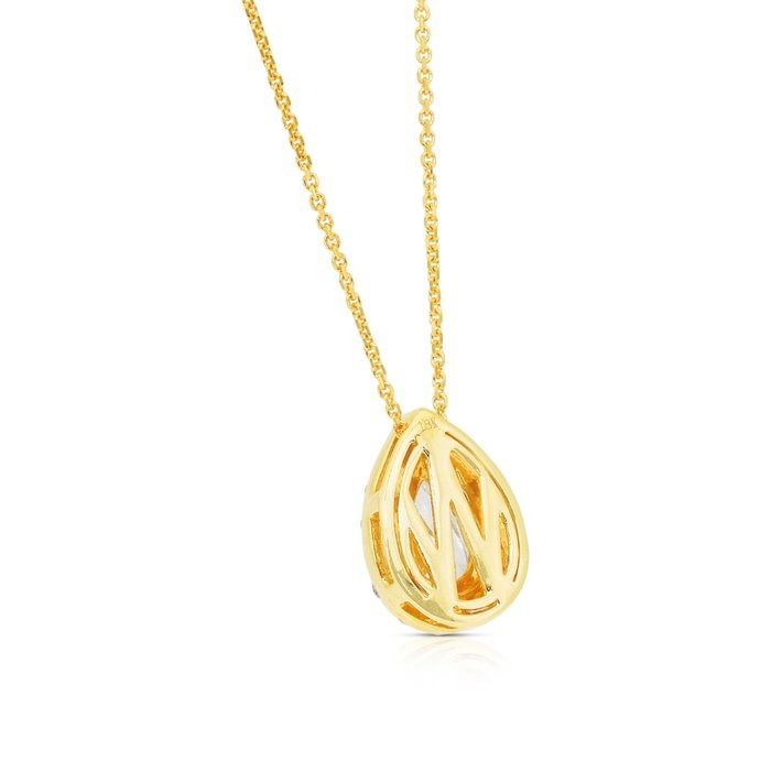 Dazzling 1.10ct Diamonds Necklace with Halo Pendant in 18k Yellow Gold - IGI Certified