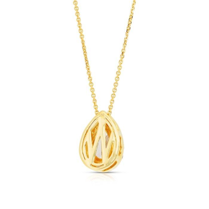 Dazzling 1.10ct Diamonds Necklace with Halo Pendant in 18k Yellow Gold - IGI Certified