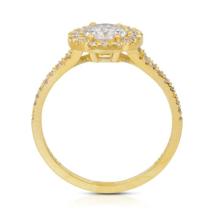 Dazzling 1.14ct Diamonds Halo Ring in 18k Yellow Gold - IGI Certified