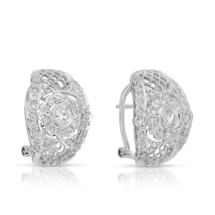 Dazzling 1.25ct Diamonds Earrings in 18k White Gold - IGI Certified
