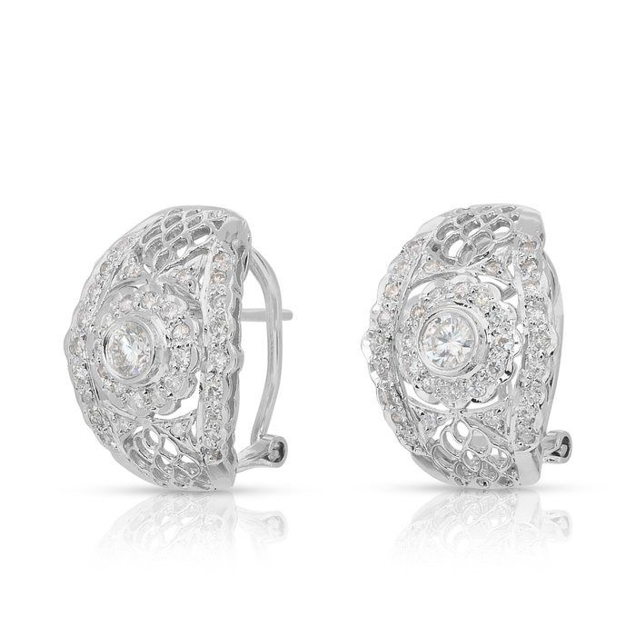 Dazzling 1.25ct Diamonds Earrings in 18k White Gold - IGI Certified