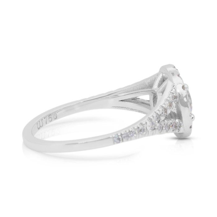 Dazzling 1.26ct Diamonds Halo Ring in 18k White Gold - IGI Certified