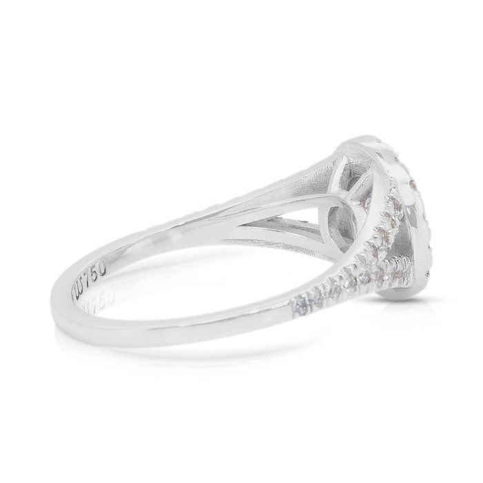 Dazzling 1.26ct Diamonds Halo Ring in 18k White Gold - IGI Certified