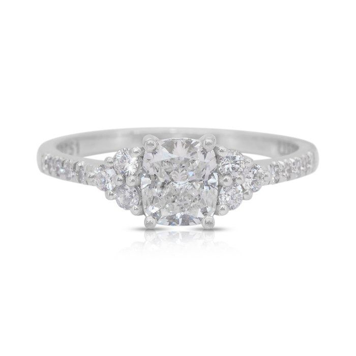 Dazzling 1.30ct Diamonds Pave Ring in 18k White Gold - IGI Certified