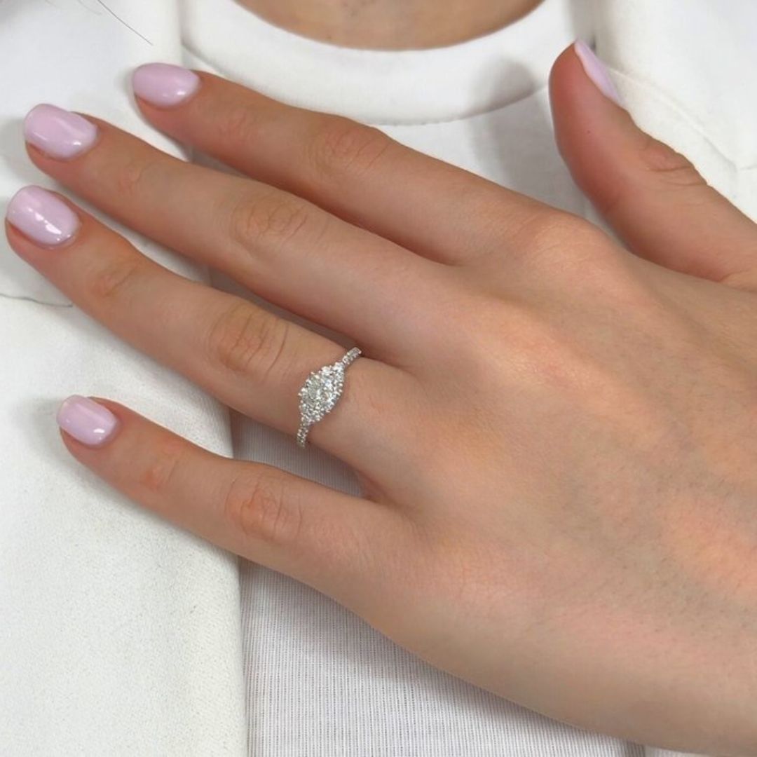 Dazzling 1.30ct Diamonds Pave Ring in 18k White Gold - IGI Certified