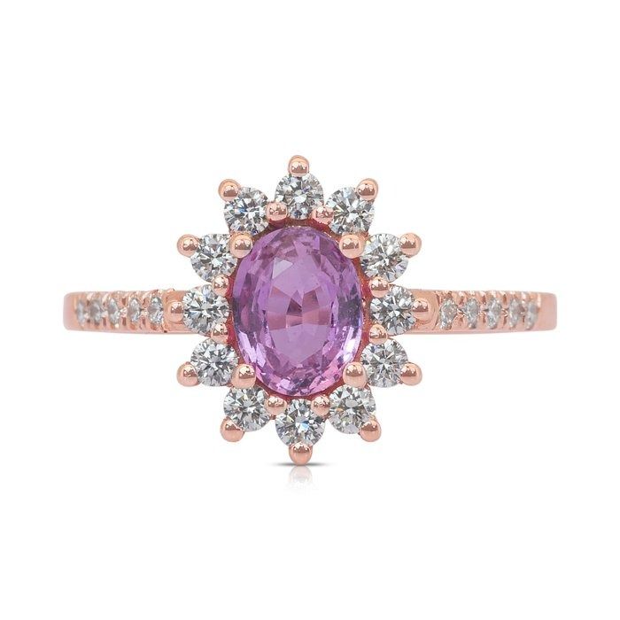 Dazzling 1.31ct Sapphire and Diamonds Cocktail Ring in 18k Rose Gold - GIA Certified