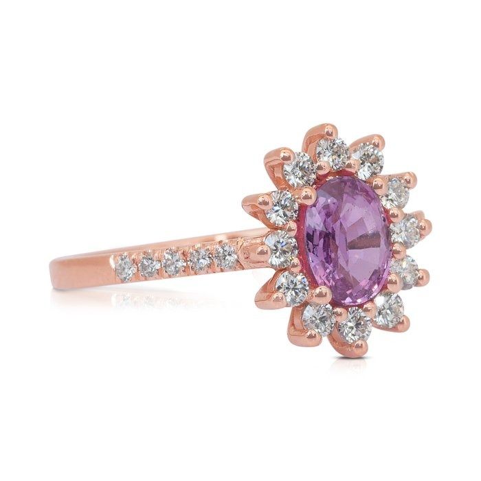 Dazzling 1.31ct Sapphire and Diamonds Cocktail Ring in 18k Rose Gold - GIA Certified