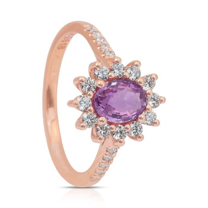 Dazzling 1.31ct Sapphire and Diamonds Cocktail Ring in 18k Rose Gold - GIA Certified