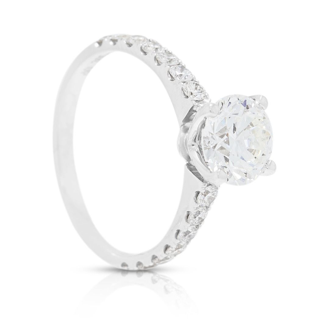 Dazzling 1.35ct Diamond Pave Ring in 18K White Gold - GIA Certified