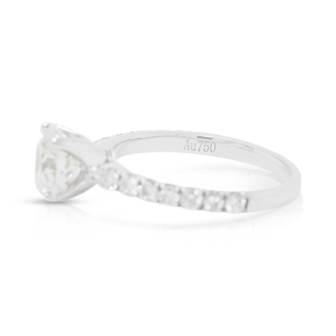 Dazzling 1.35ct Diamond Pave Ring in 18K White Gold - GIA Certified