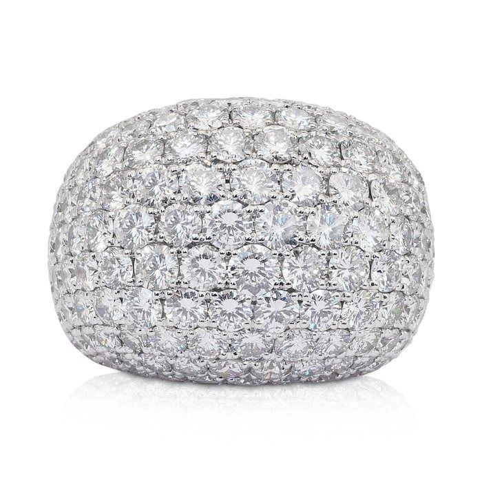 Dazzling 13.88ct Diamonds Cocktail Ring in 18k White Gold - IGI Certified