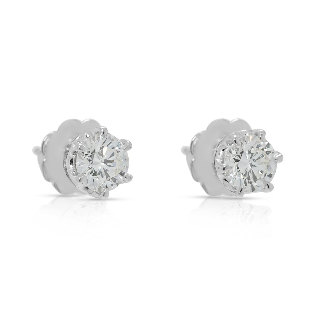 Dazzling 1.40ct Natural Diamond 18K White Gold Stud Earrings (Unworn)