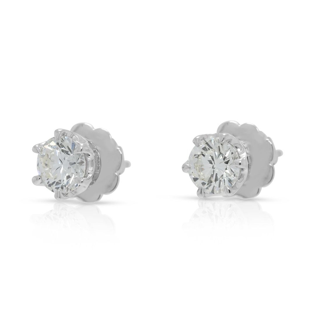 Dazzling 1.40ct Natural Diamond 18K White Gold Stud Earrings (Unworn)