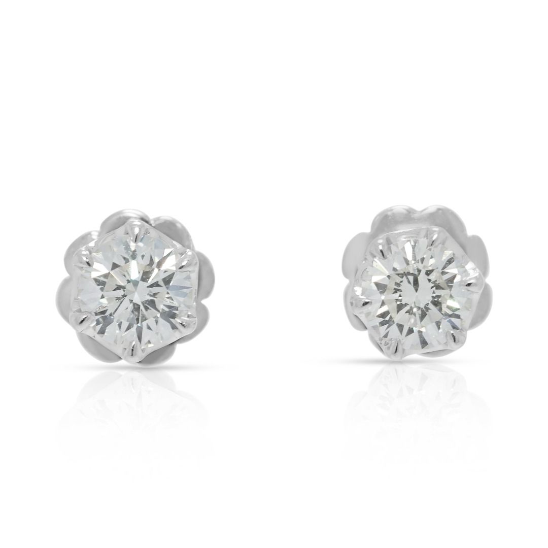 Dazzling 1.40ct Natural Diamond 18K White Gold Stud Earrings (Unworn)