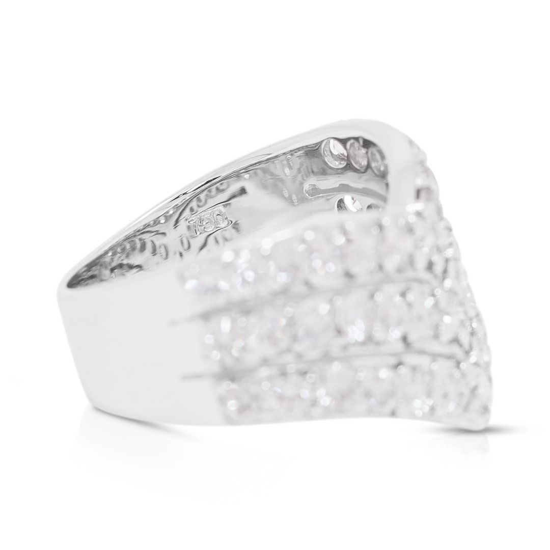 Dazzling 1.56ct Diamond Mulit-Row Chevron Band in 18K White Gold