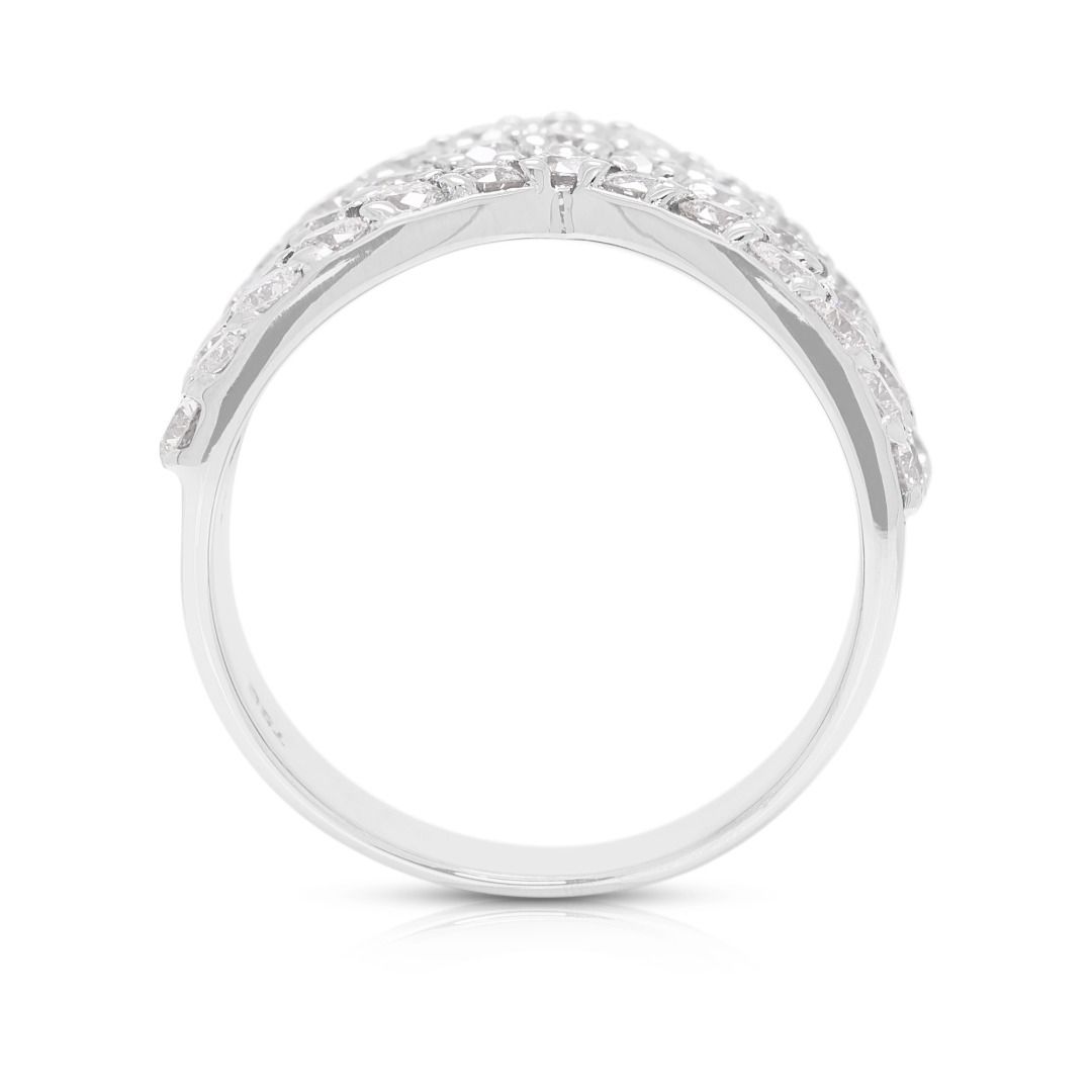 Dazzling 1.56ct Diamond Mulit-Row Chevron Band in 18K White Gold