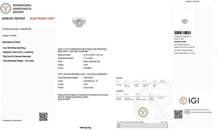 Dazzling 1.81ct Diamonds Halo Ring in 18k White Gold - IGI Certified