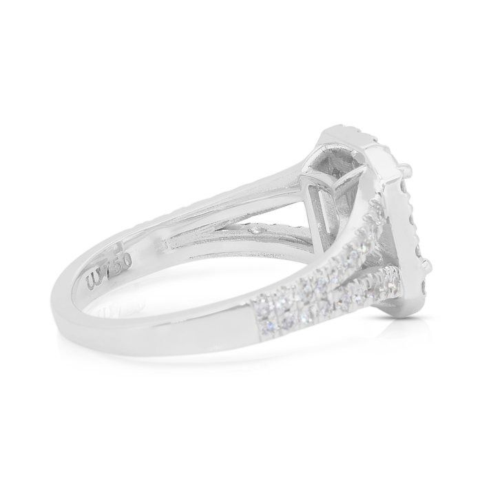 Dazzling 1.81ct Diamonds Halo Ring in 18k White Gold - IGI Certified
