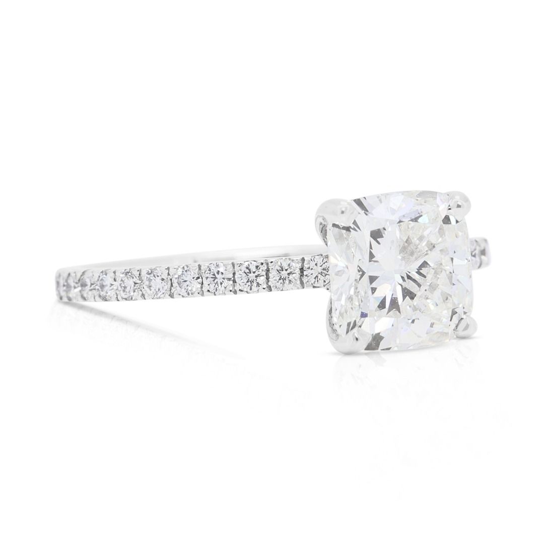 Dazzling 18K White Gold Pave Ring with 1.78ct Natural Diamonds - GIA Certificate