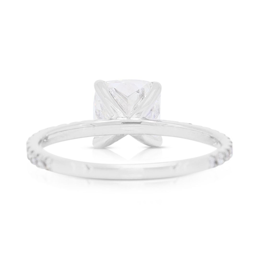 Dazzling 18K White Gold Pave Ring with 1.78ct Natural Diamonds - GIA Certificate