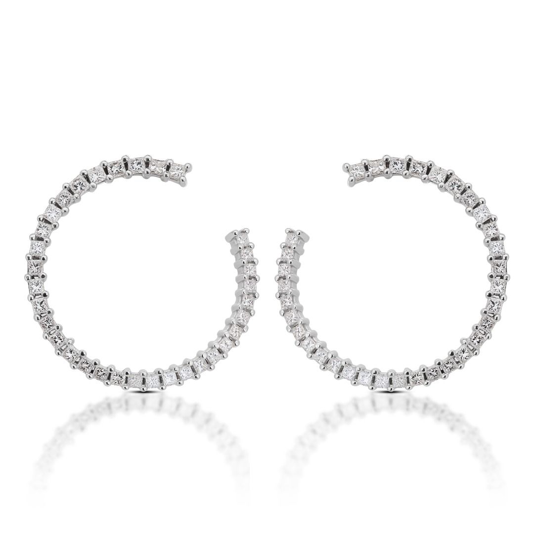 Dazzling 2 carat and 50 points Natural Diamond Semi Circle Earrings - with IGI Certificate