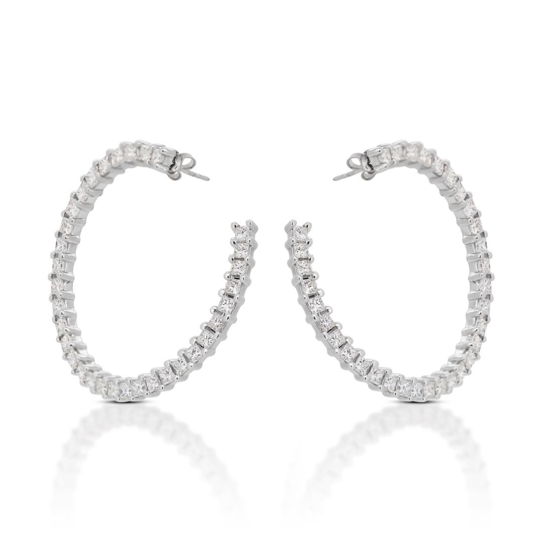 Dazzling 2 carat and 50 points Natural Diamond Semi Circle Earrings - with IGI Certificate