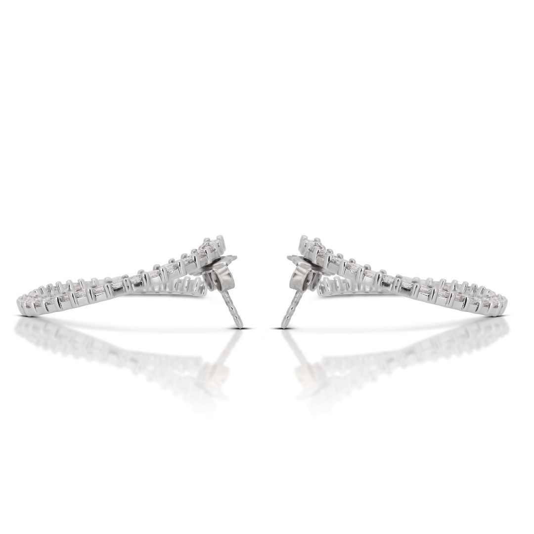 Dazzling 2 carat and 50 points Natural Diamond Semi Circle Earrings - with IGI Certificate