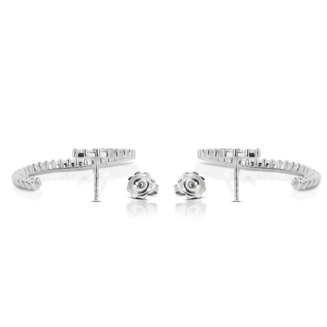 Dazzling 2 carat and 50 points Natural Diamond Semi Circle Earrings - with IGI Certificate