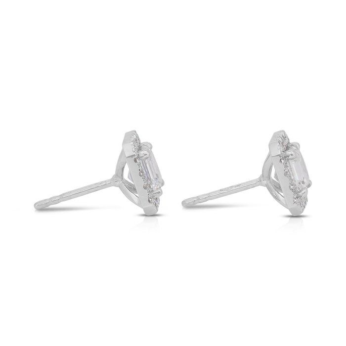 Dazzling 2.52ct Double Excellent Ideal Cut Diamonds Halo Stud Earrings in 18k White Gold - GIA Certified